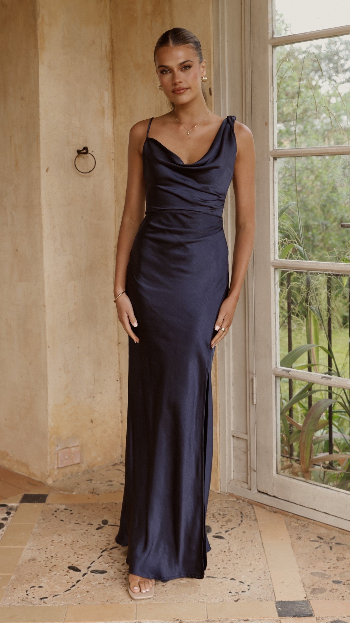 Iris Asymmetrical Maxi Dress - Navy