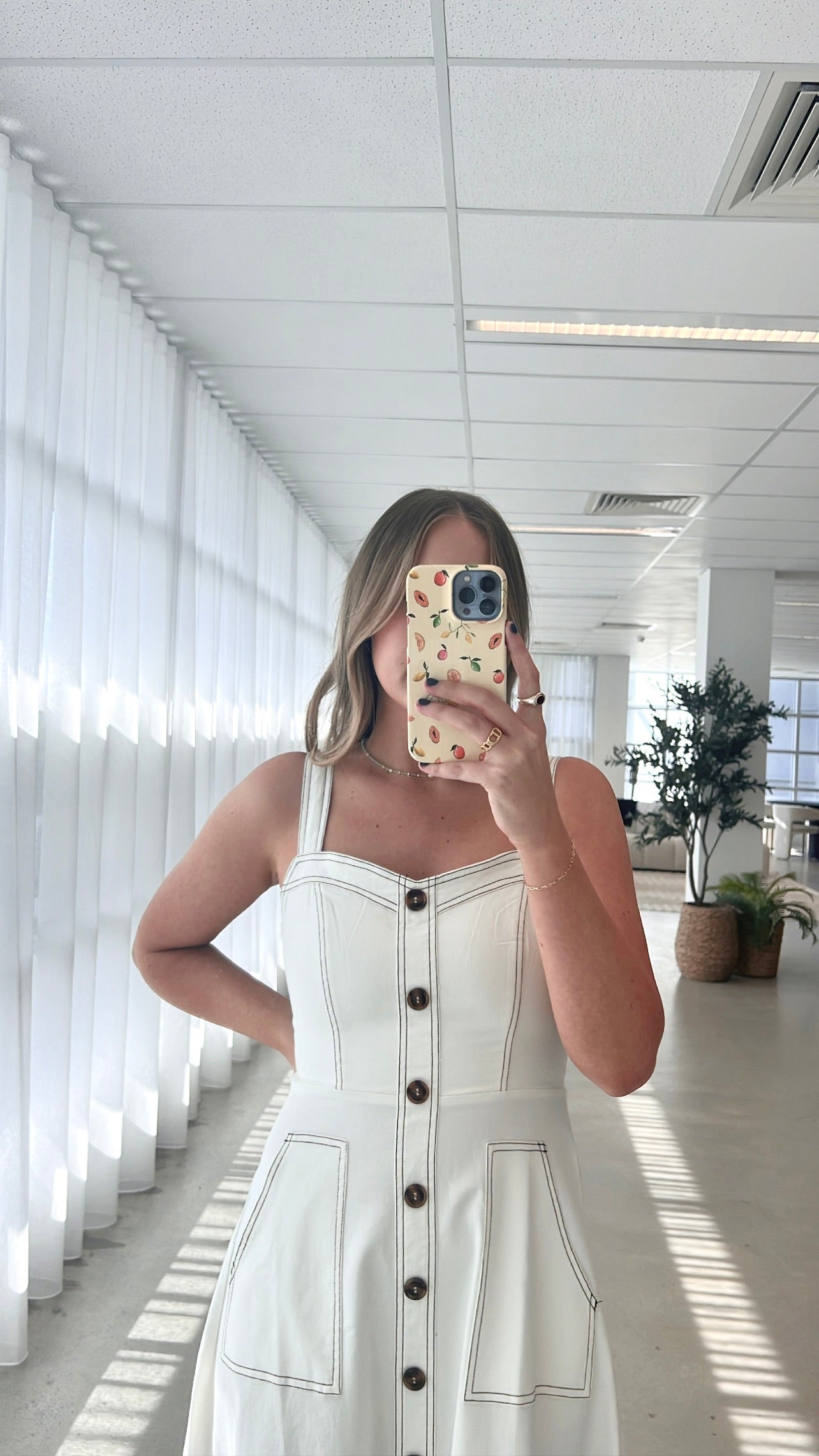 Indigo Midi Dress - White Denim