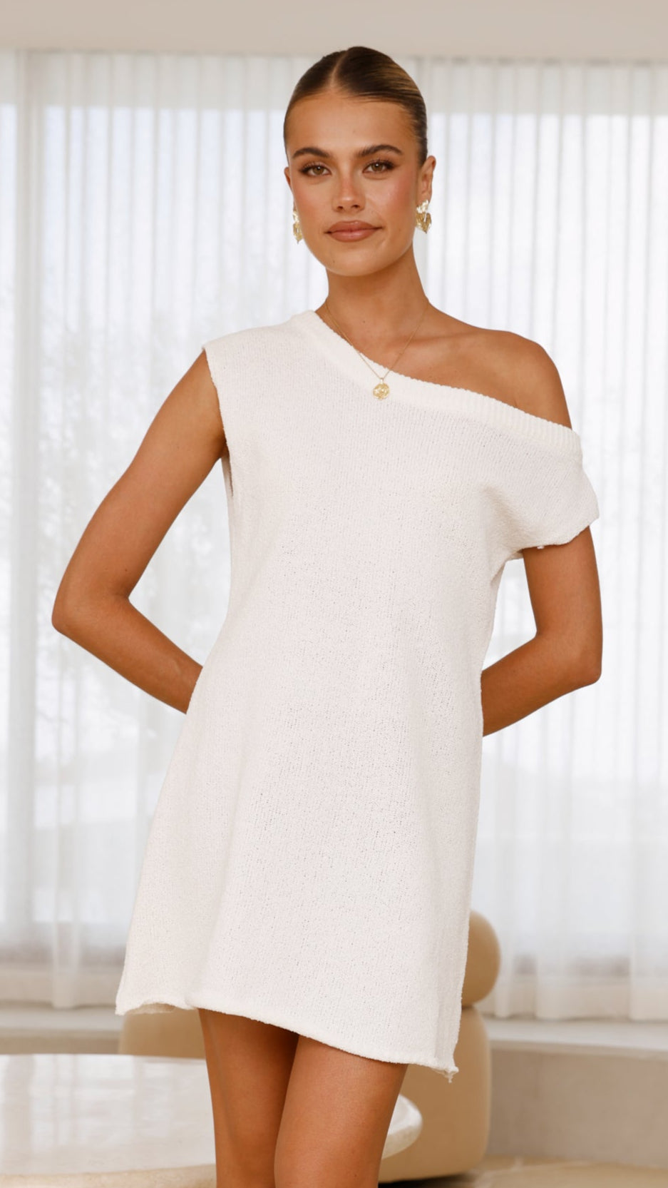 Robin Off Shoulder Mini Dress - White