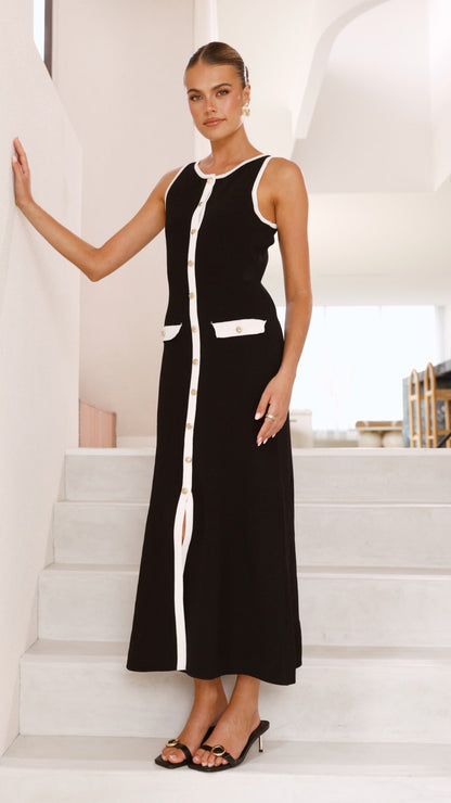 Antoinette Maxi Dress - Black/White