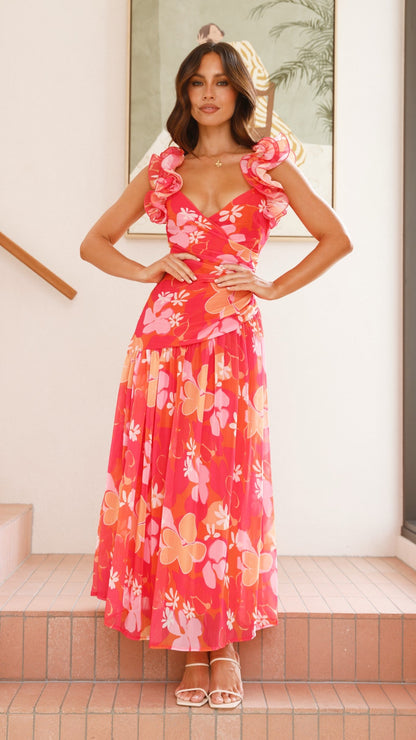Alma Maxi Dress - Blood Orange