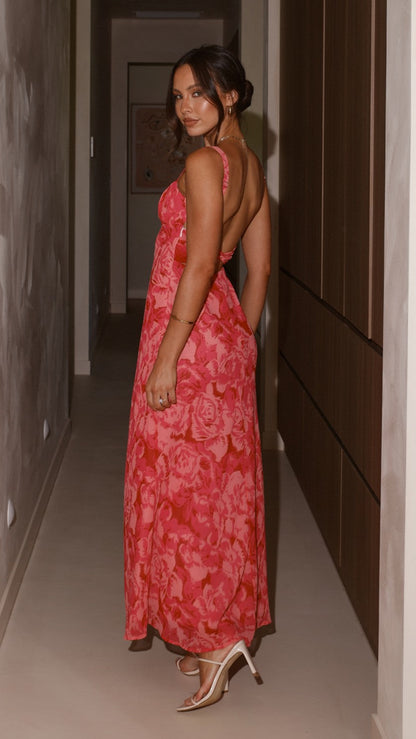 Margo Midi Dress - Pink Floral