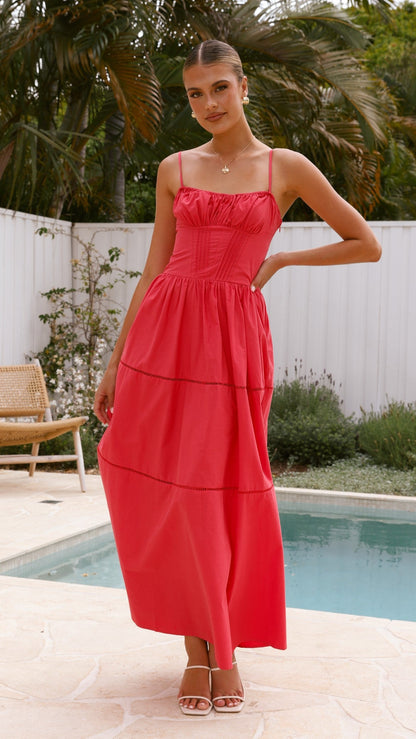 Isabella Maxi Dress - Red