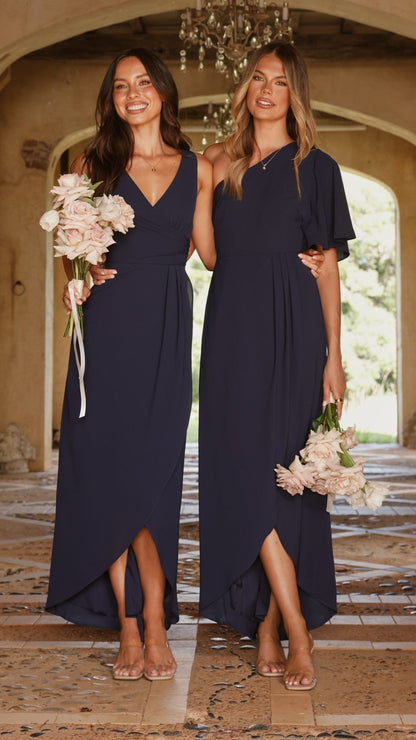 Emma One Sleeve Maxi Dress - Navy