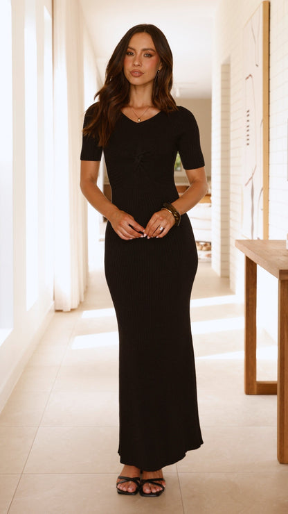 Aliyah Knit Maxi Dress - Black