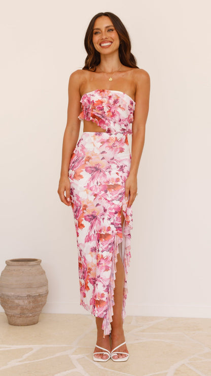Zinnia Midi Dress - Pink/Purple Floral