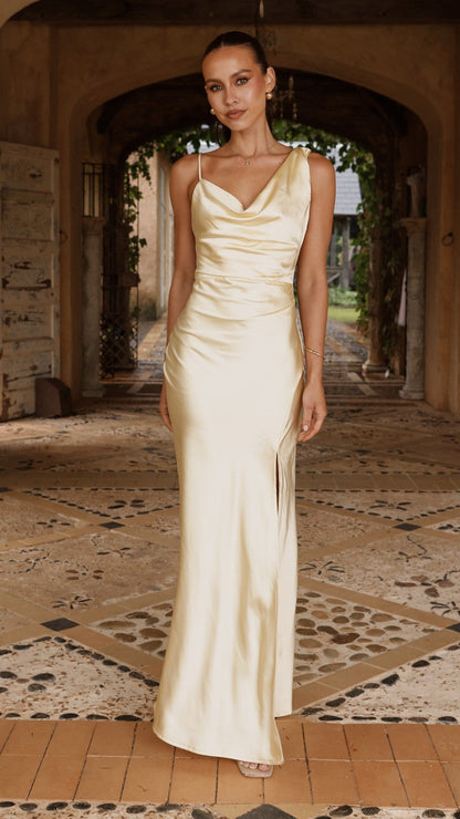 Iris Asymmetrical Maxi Dress - Yellow