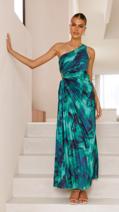 Laken Maxi Dress - Green Print