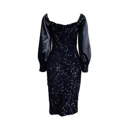 Party Women's Dress for New Year Sequin Women Clothes Sleeve Black Hip Party Dress Elegant Dresses for Women