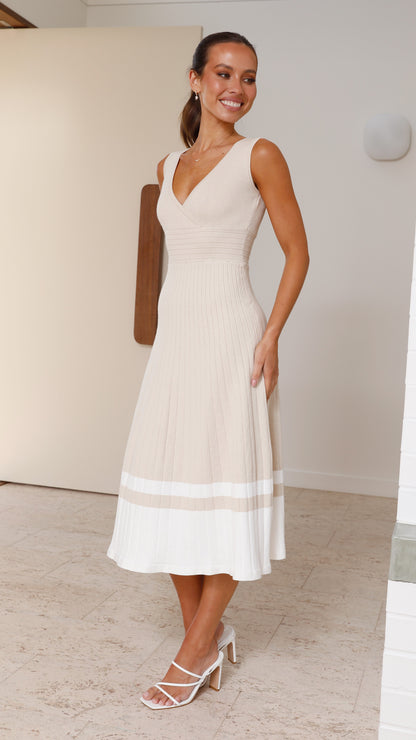 Jayde Knit Dress - Beige/White