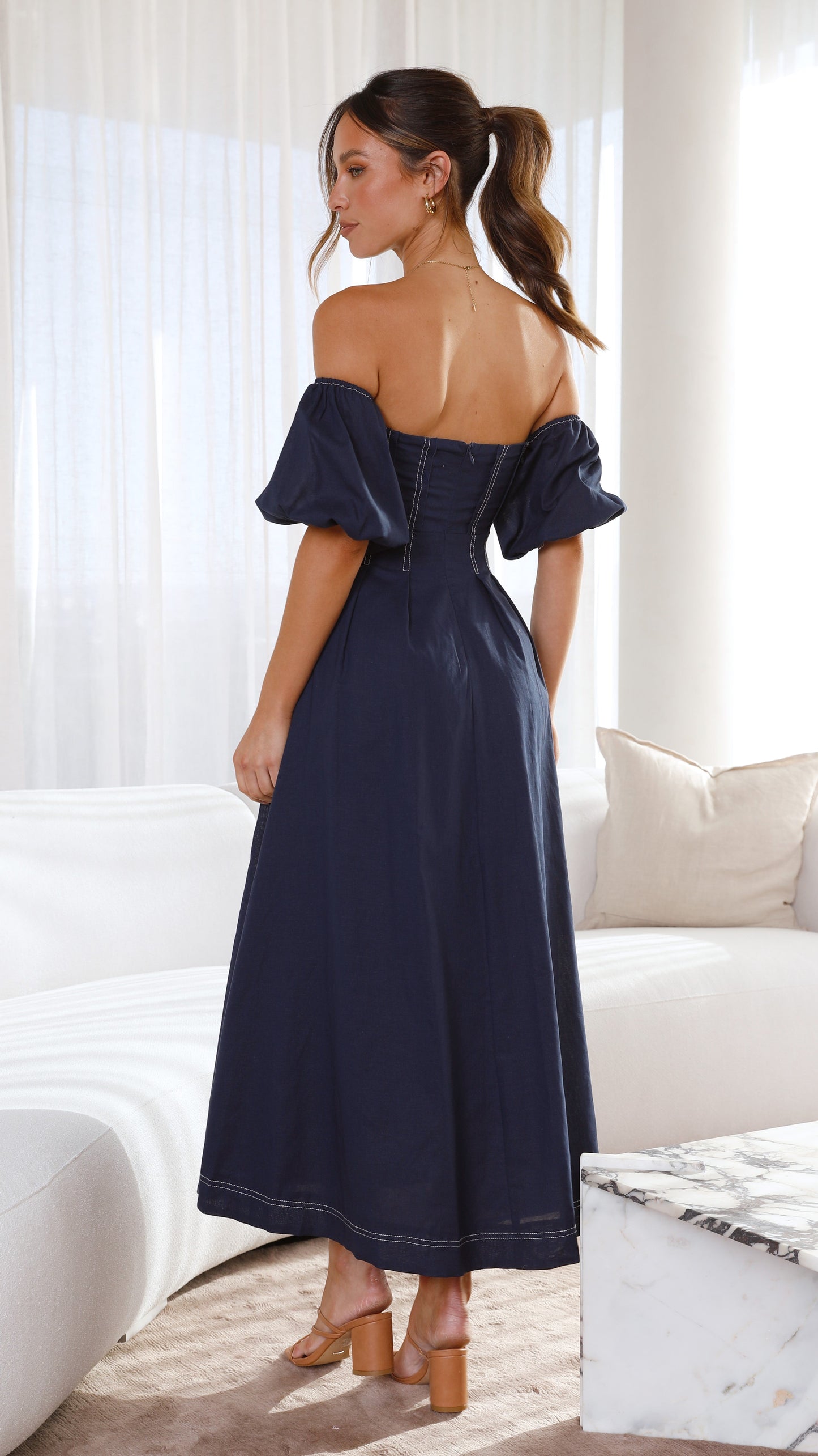 Claira Midi Dress - Navy