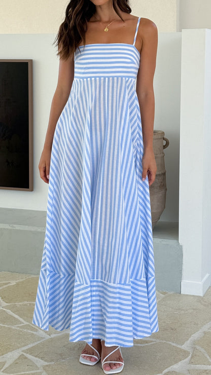 Kaethe Maxi Dress - Baby Blue Stripe