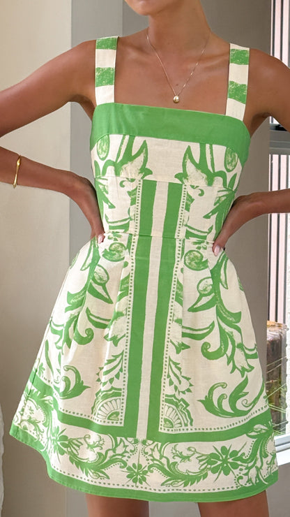 Maegan Mini Dress - Sage / Cream