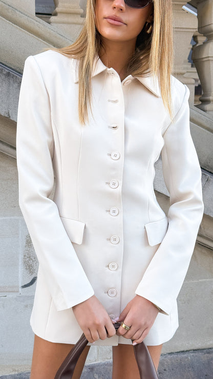 Cheri Long Sleeve Mini Dress - Cream