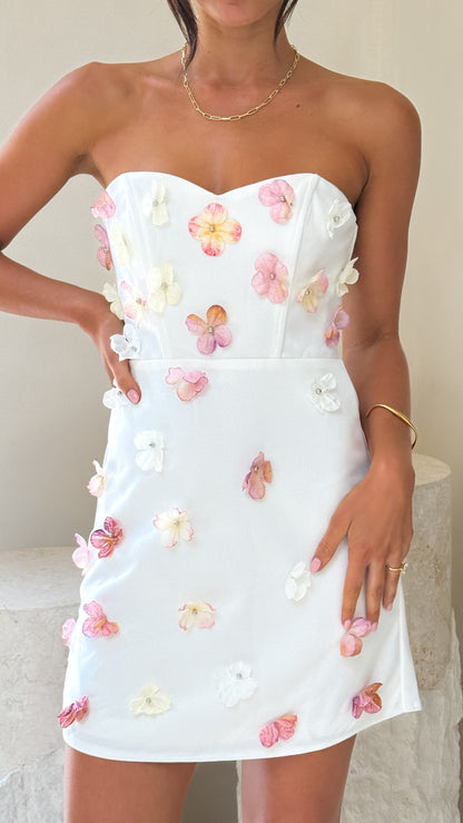 Capella Mini Dress - White Flower