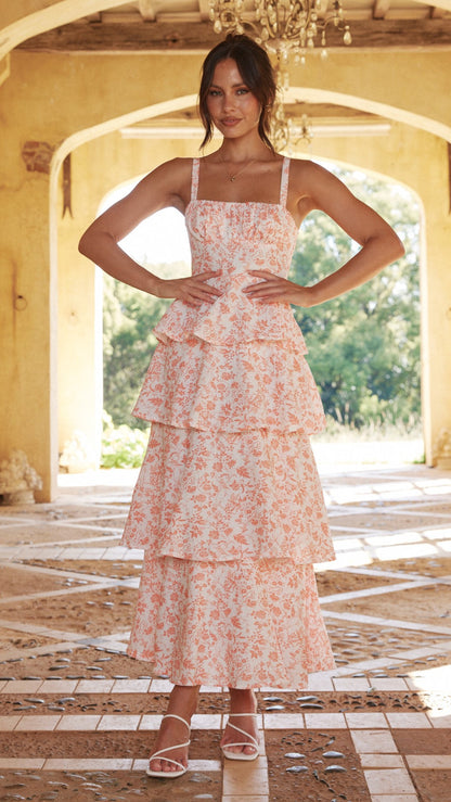 Page Maxi Dress - Peach Floral