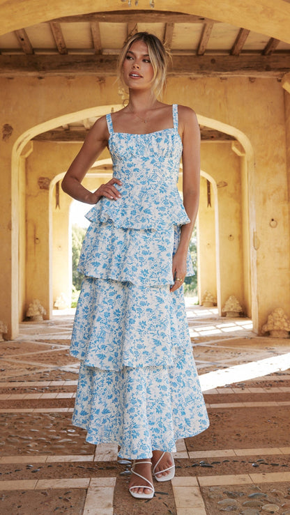 Page Maxi Dress - Blue Floral
