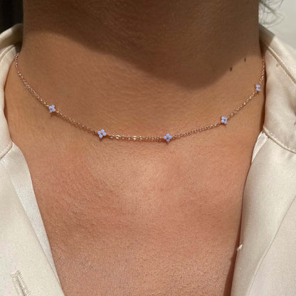 Dainty Handmade 18K Gold Crystal Flower Necklace