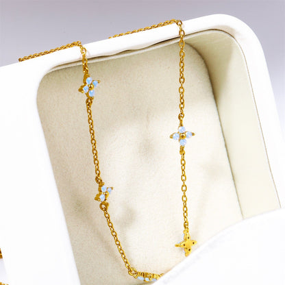 Dainty Handmade 18K Gold Crystal Flower Necklace