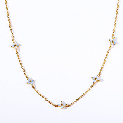 Dainty Handmade 18K Gold Crystal Flower Necklace