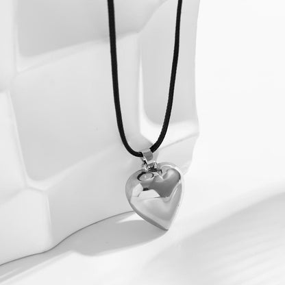 Dainty Heart Pendant Wax Cord String Choker Necklace
