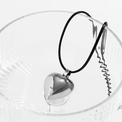 Dainty Heart Pendant Wax Cord String Choker Necklace