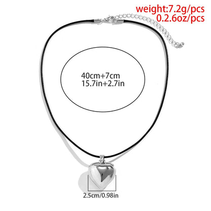Dainty Heart Pendant Wax Cord String Choker Necklace