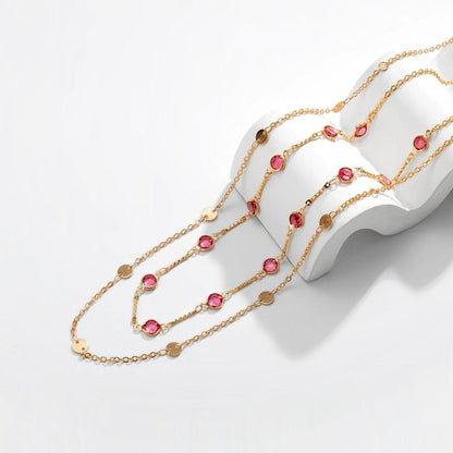 Dainty Layered Colorful Cubic Zirconia Sequins Charm Belly Chain Set