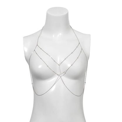 Dainty Layered Gold Silver Tone Crystal Body Chain Bra