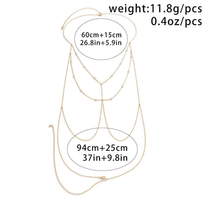 Dainty Layered Gold Silver Tone Crystal Body Chain Bra