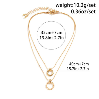 Dainty Layered Metallic Halo Pendant Chain Necklace Set