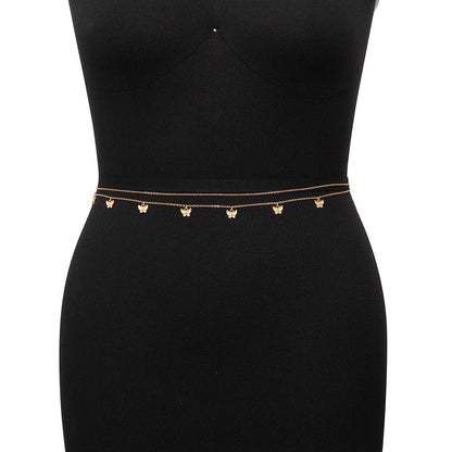 Dainty Layered Butterfly Tassel Waist Chain Set